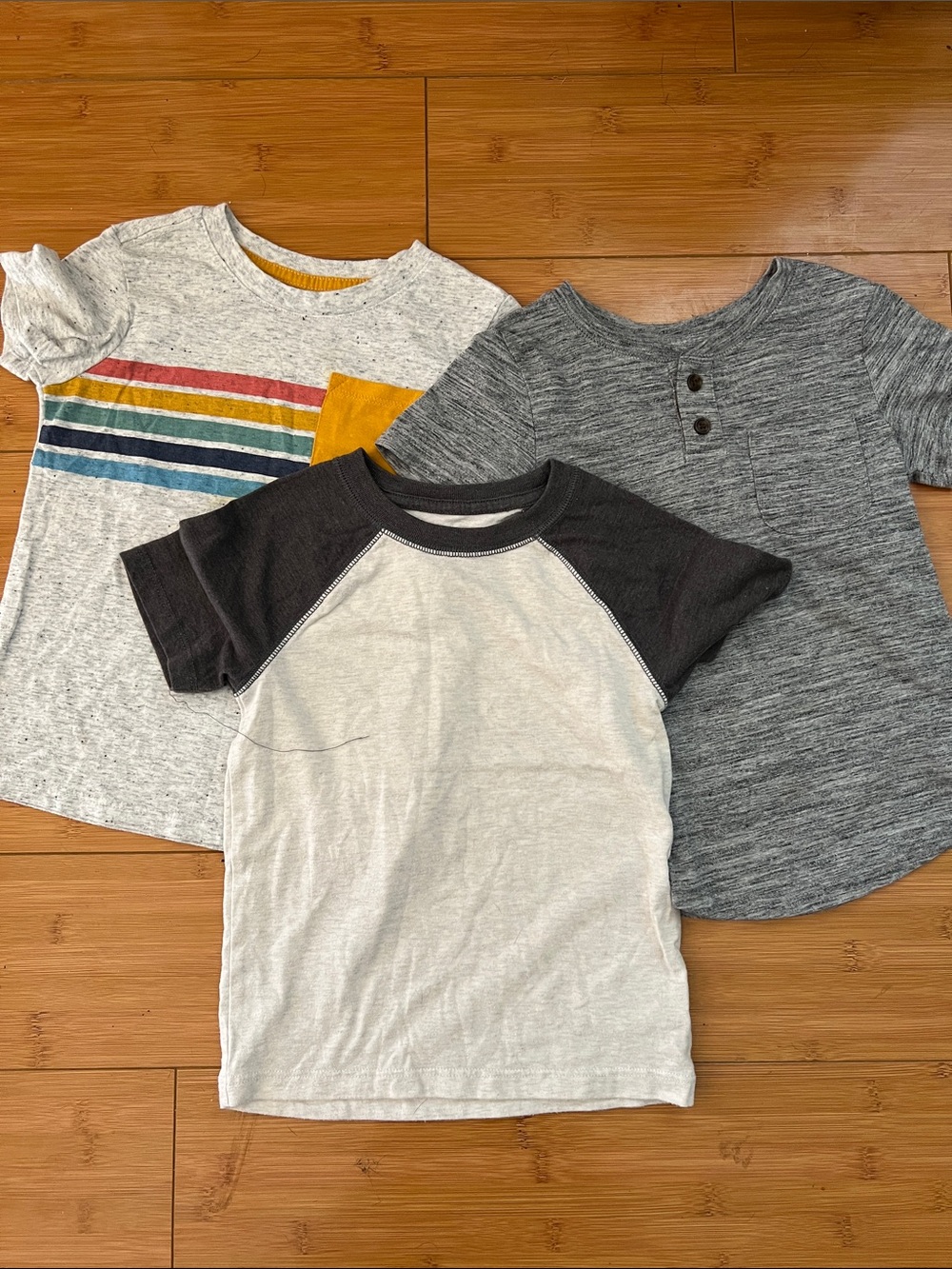 Cat & Jack Kids Short Sleeve Tee 3-Pack - Gray, Charcoal & Multicolor Stripe
